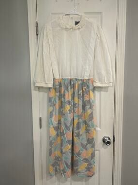Vintage CG II Pastel Starfish Seashell Dress 80s 90s Coastal Beach Maxi L